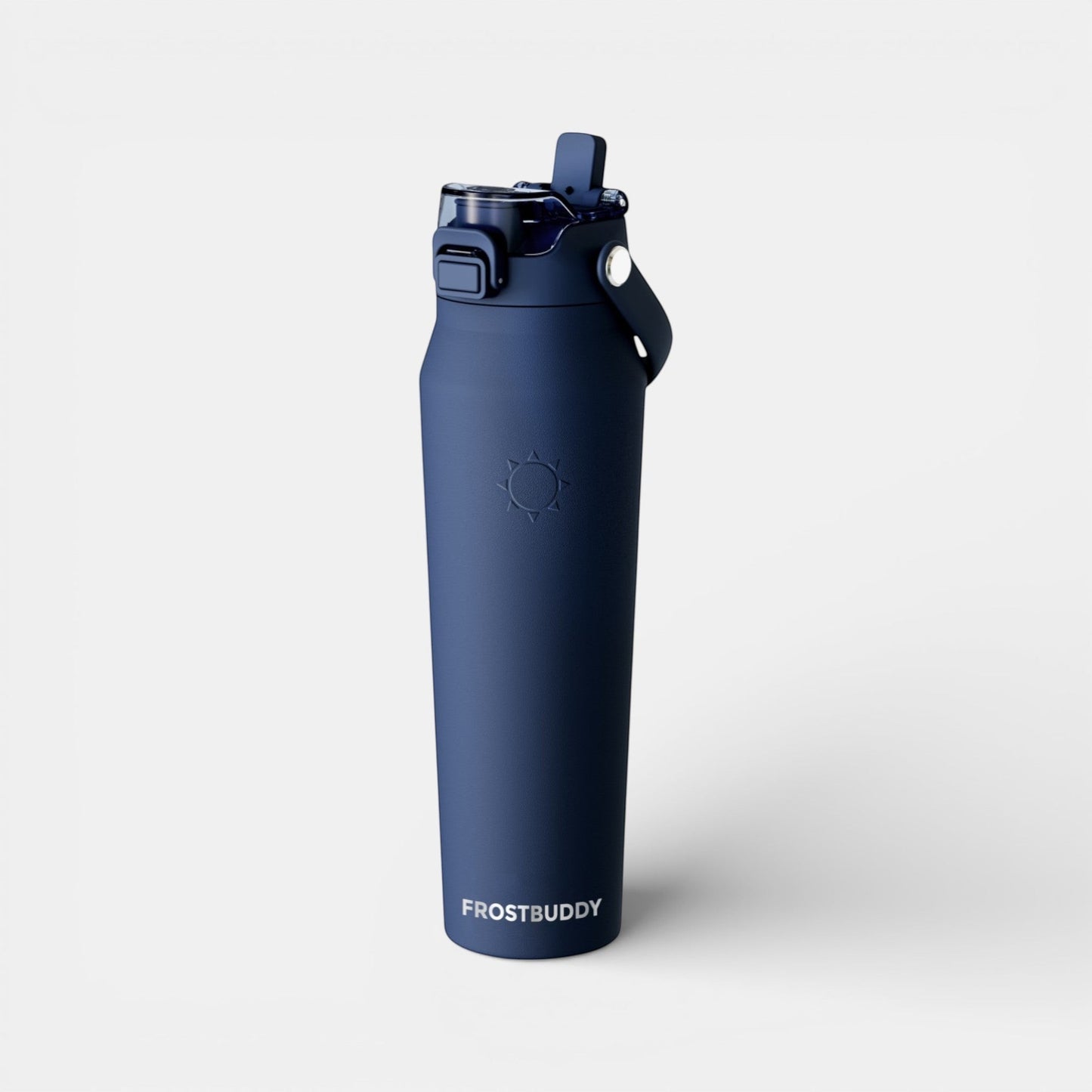 Impression M Frost Buddy navy blue stainless steel insulated water bottle with leak-proof lid and carry handle