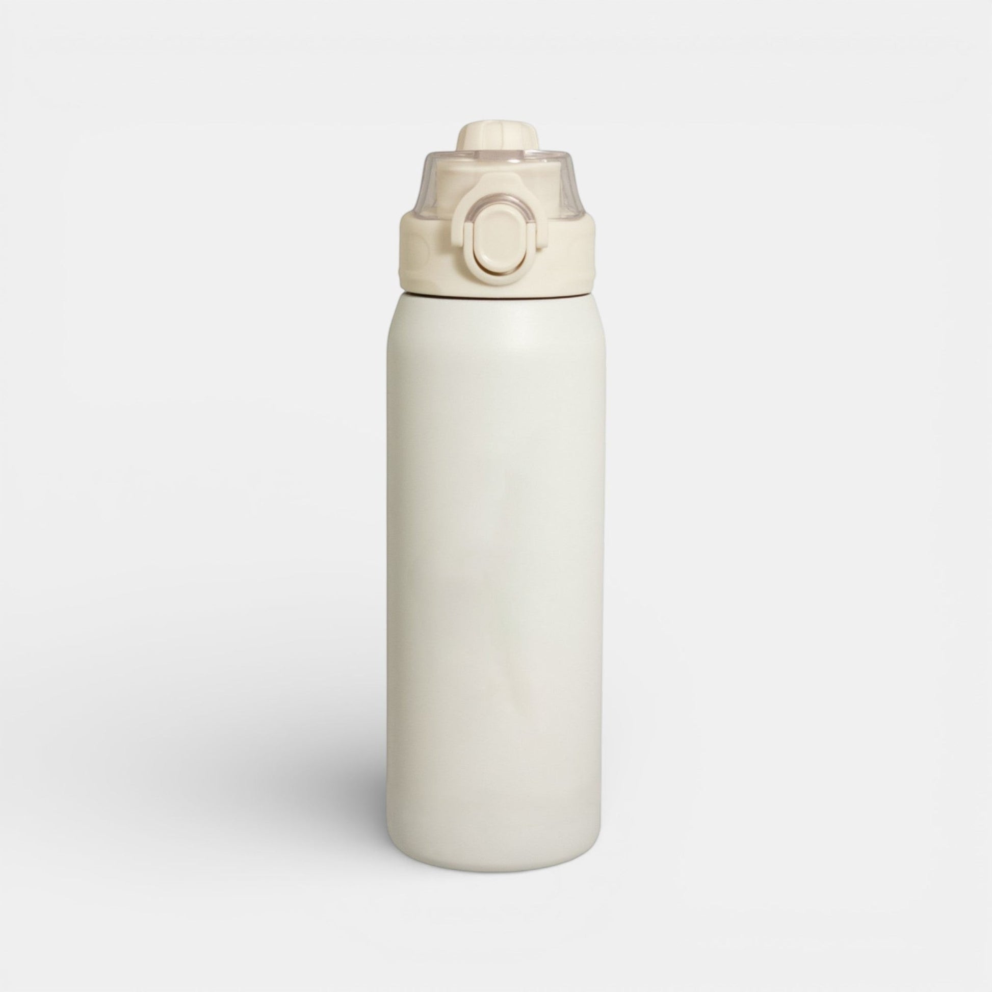 Impression M Alexis 2067 beige stainless steel vacuum insulated water bottle with leak-proof lid and carry handle.