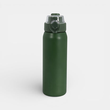 Impression M Alexis 2067 green stainless steel vacuum insulated water bottle with a leak-proof lid and carry handle.