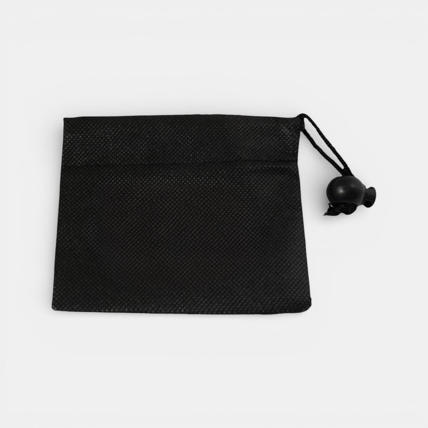 Impression M black non-woven polypropylene drawstring pouch for storing wheel nuts and small automotive tools