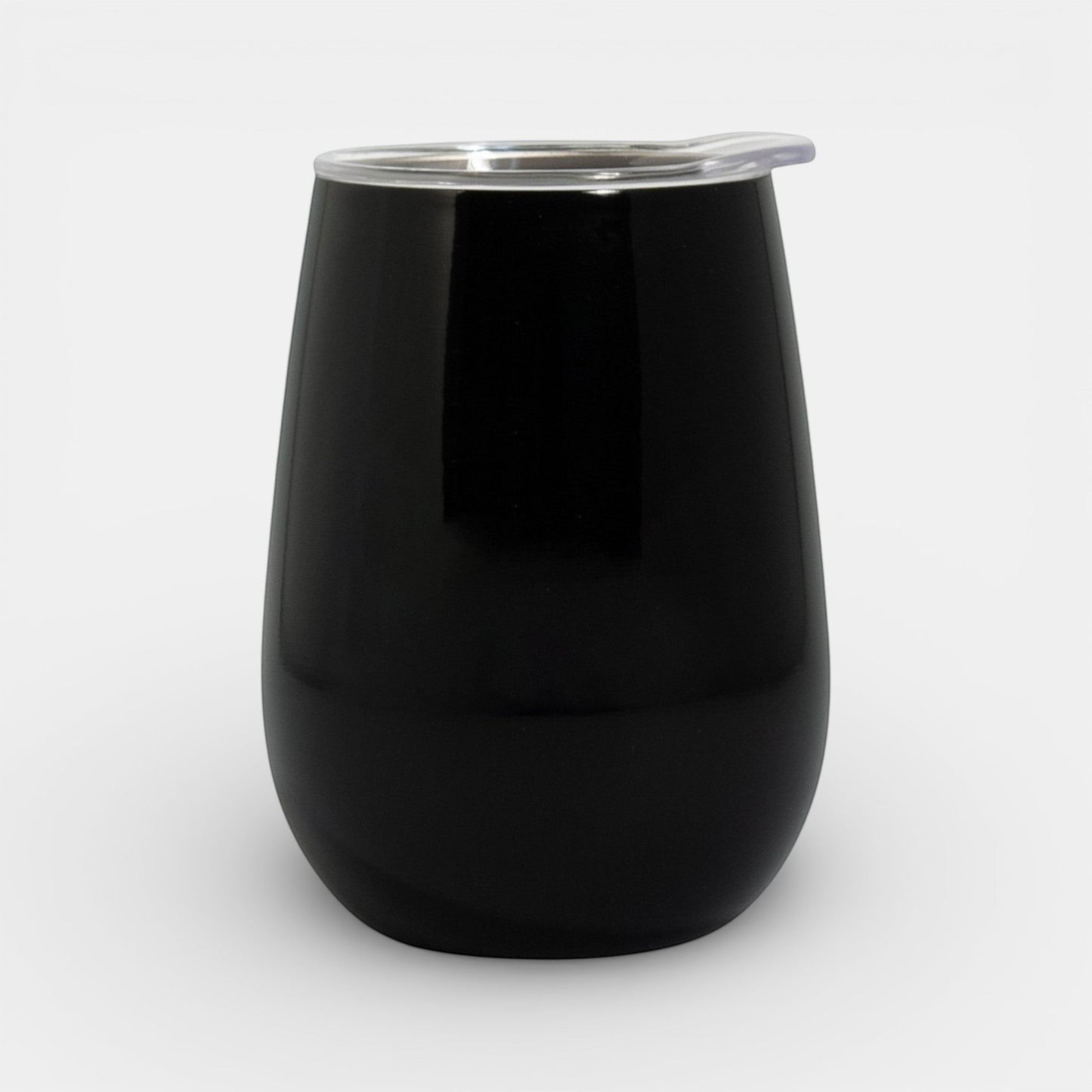 Impression M black insulated Vittis tumbler with a clear splash-proof lid for hot or cold drinks.