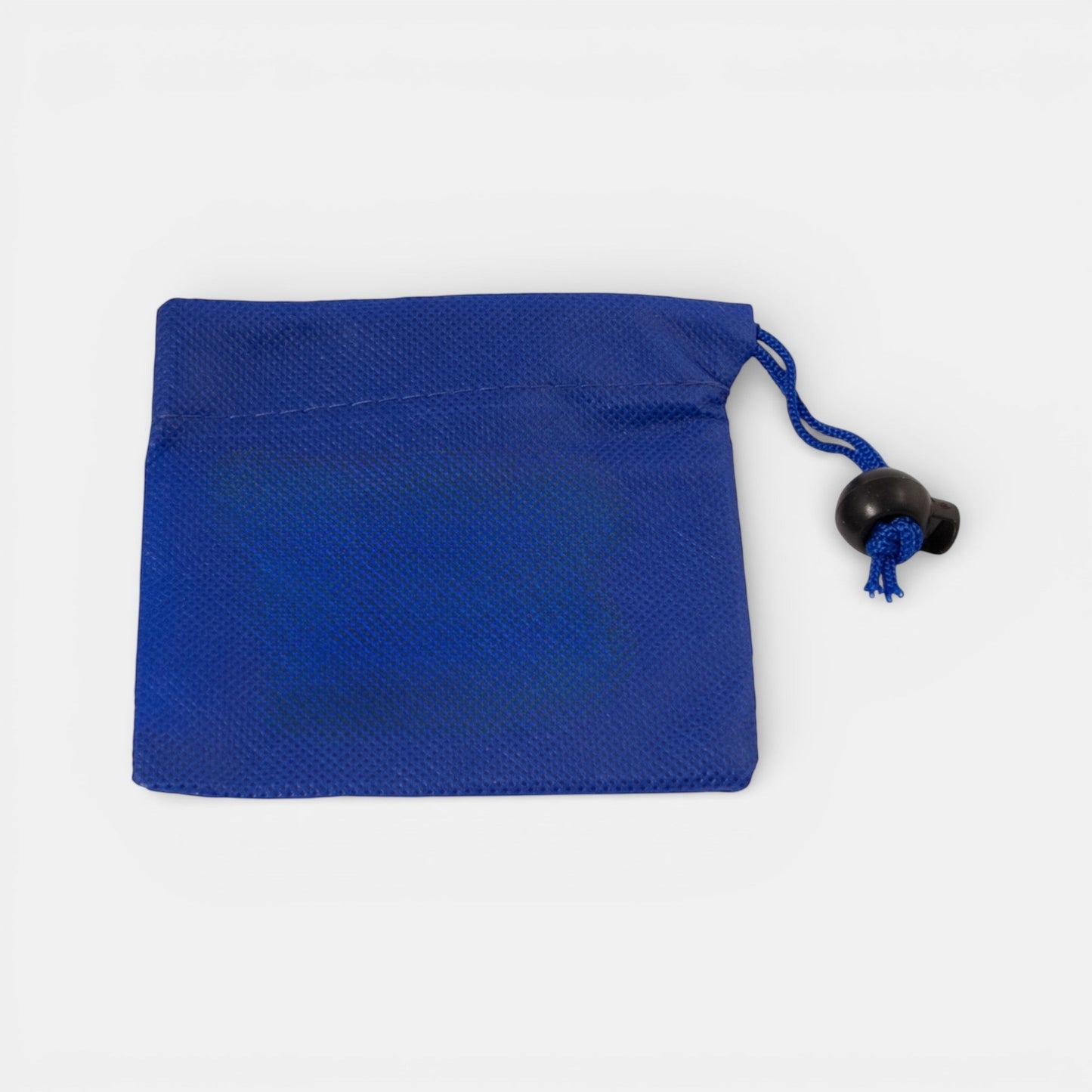 Impression M blue non-woven polypropylene drawstring pouch for storing wheel nuts and tools, 11.4 cm square.