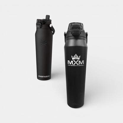 Impression M Frost Buddy matte black stainless steel insulated water bottle with custom branding