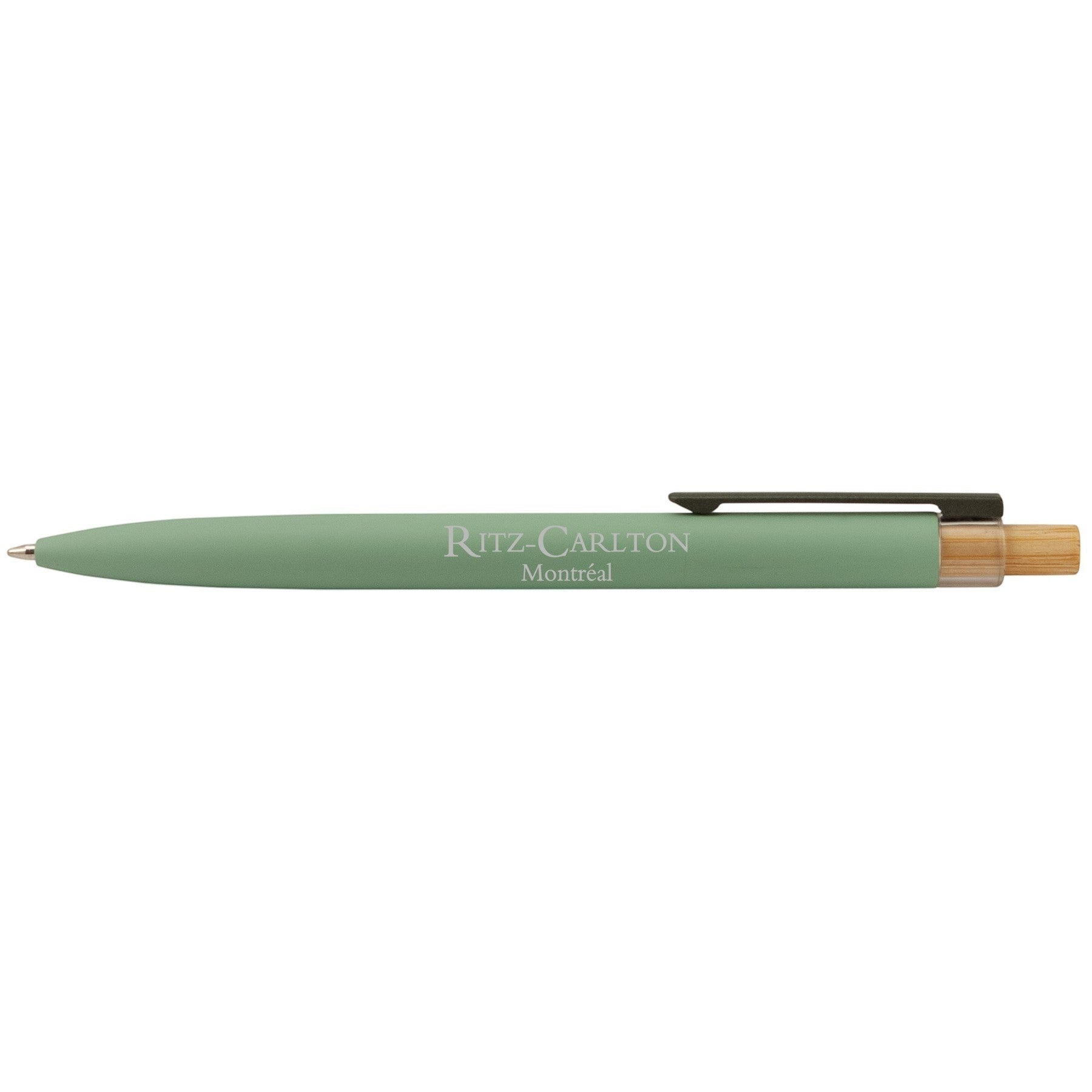 Impression M Stylo Crescendo 2040 green recycled aluminum and bamboo ballpoint pen with Ritz-Carlton logo
