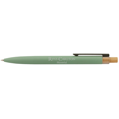 Impression M Stylo Crescendo 2040 green recycled aluminum and bamboo ballpoint pen with Ritz-Carlton logo