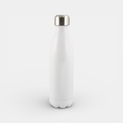 Impression M Inverness 1943 white matte stainless steel insulated water bottle with a silver metal cap.