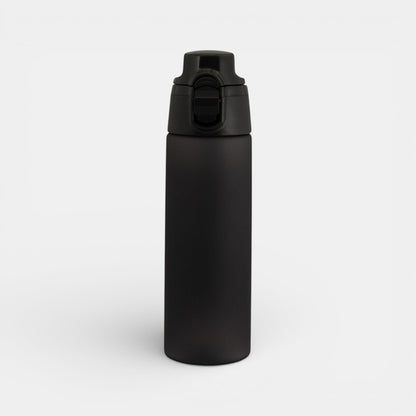 Impression M Julio Tritan 750ml matte black sports water bottle with a secure flip-top lid for active lifestyles.