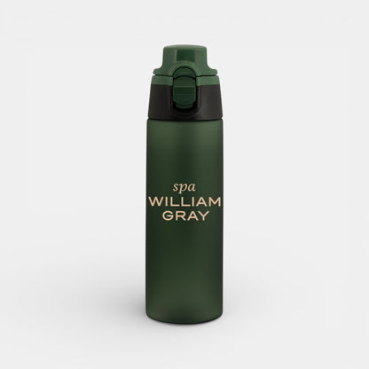 Impression M Julio Tritan 750ml sports bottle in matte dark green with a secure flip-top lid and custom branding.