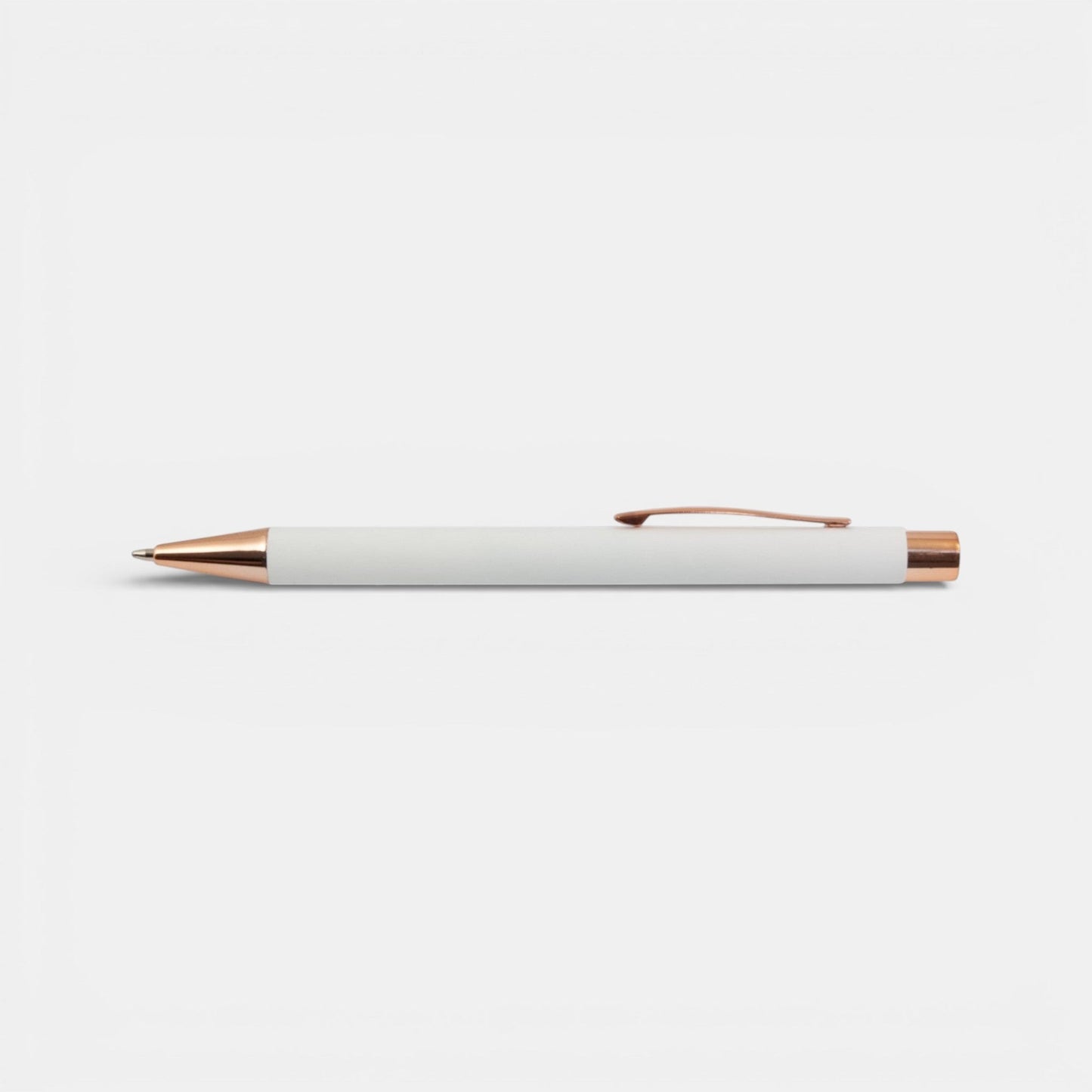Impression M Lyvia 2063 ballpoint pen in white aluminium with rose gold accents on a clean white background