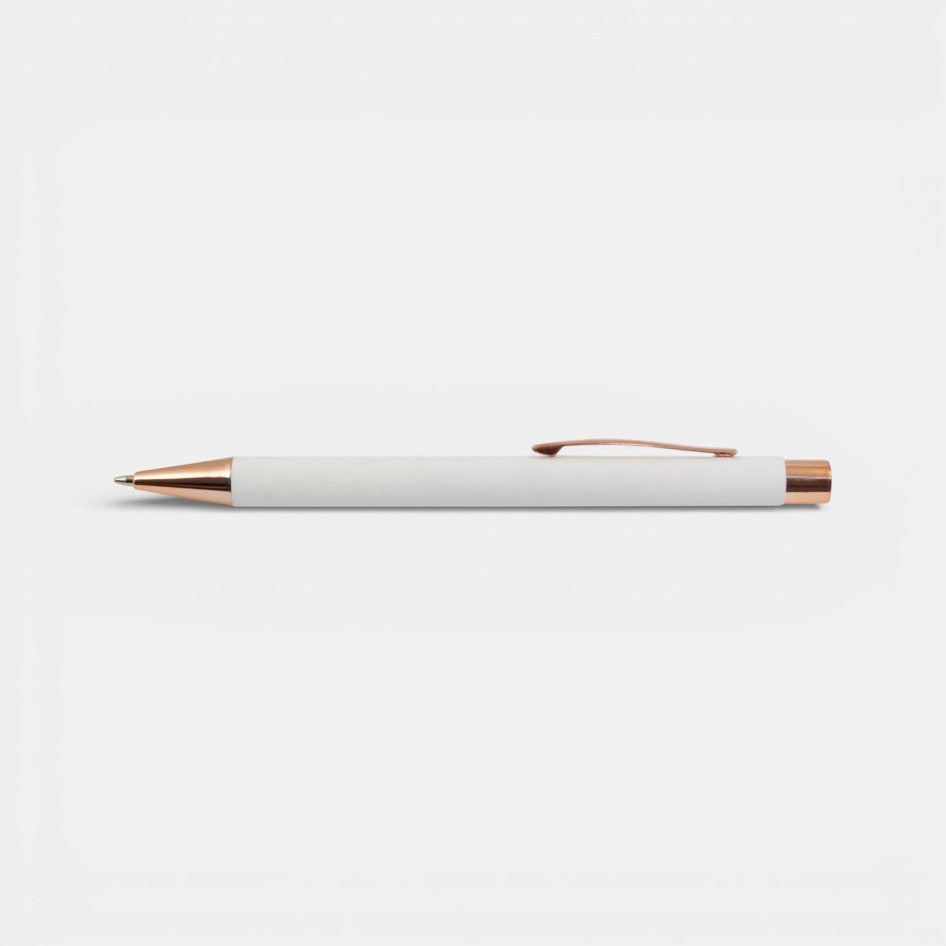 Impression M Lyvia 2063 ballpoint pen in white aluminium with rose gold accents on a clean white background