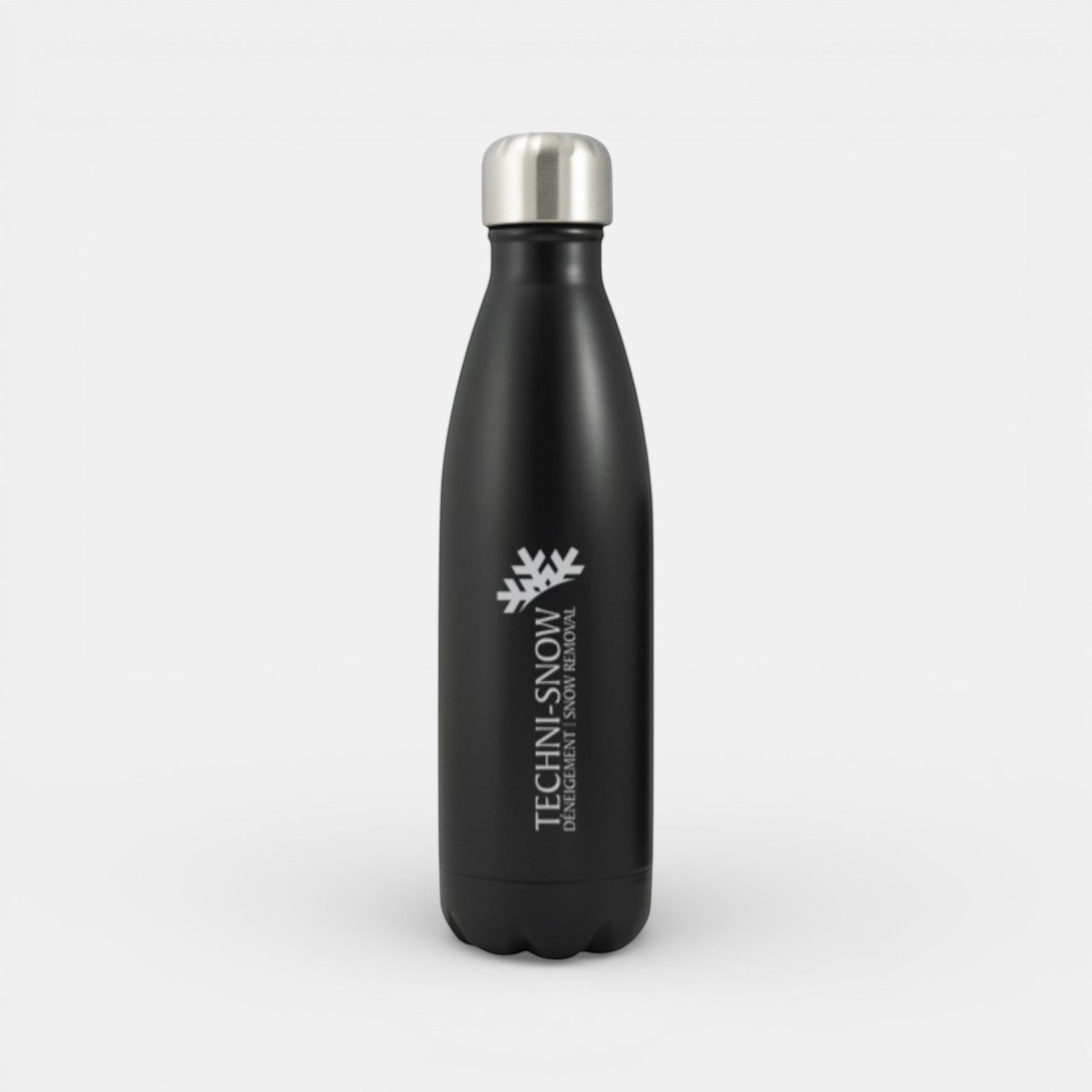Impression M Inverness 1943 matte black stainless steel insulated water bottle with custom white logo