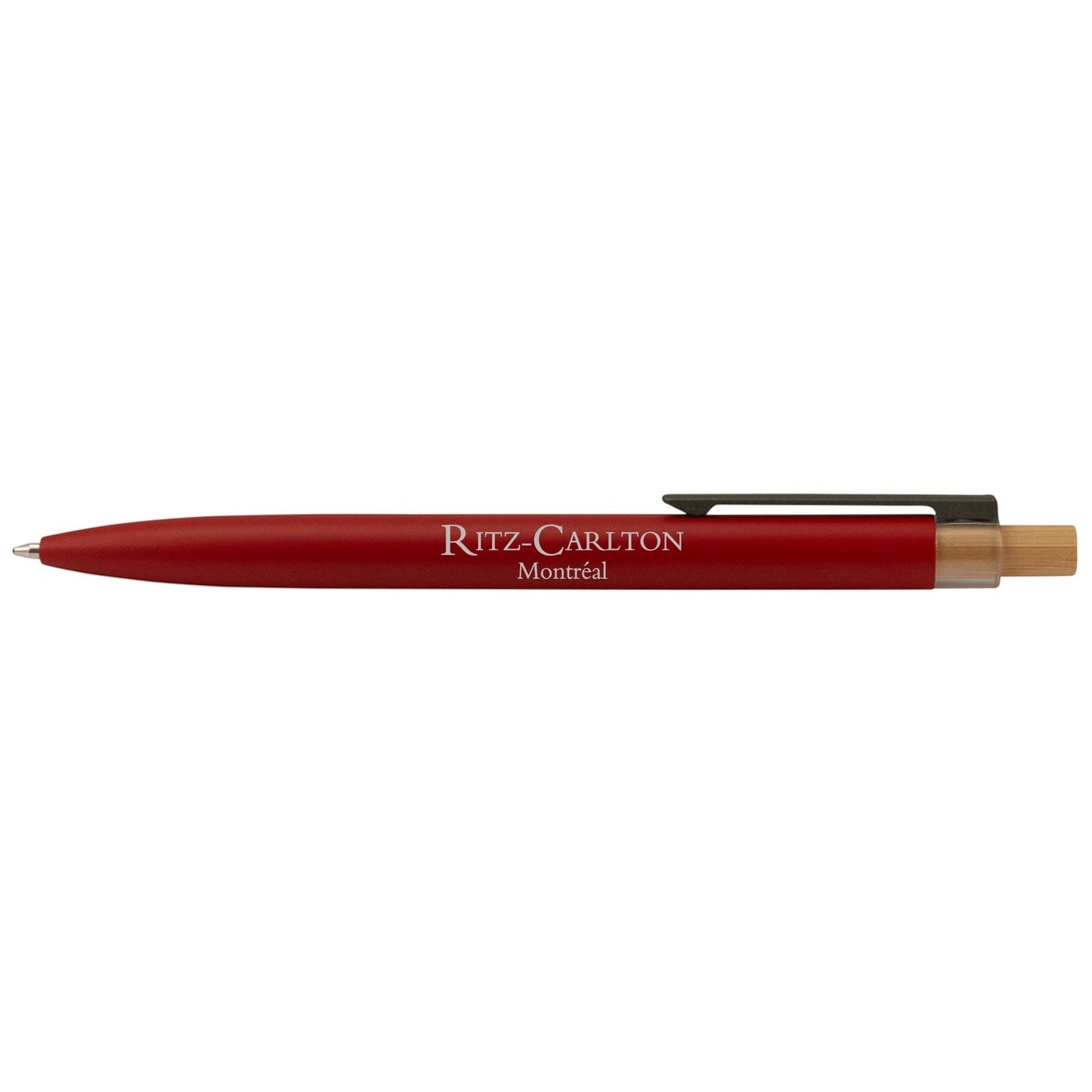Impression M Stylo Crescendo 2040 red recycled aluminum and bamboo click pen with Ritz-Carlton branding
