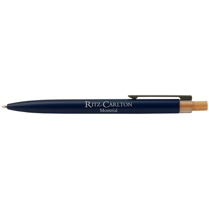 Impression M Stylo Crescendo 2040 navy blue recycled aluminum and bamboo ballpoint pen with Ritz-Carlton branding