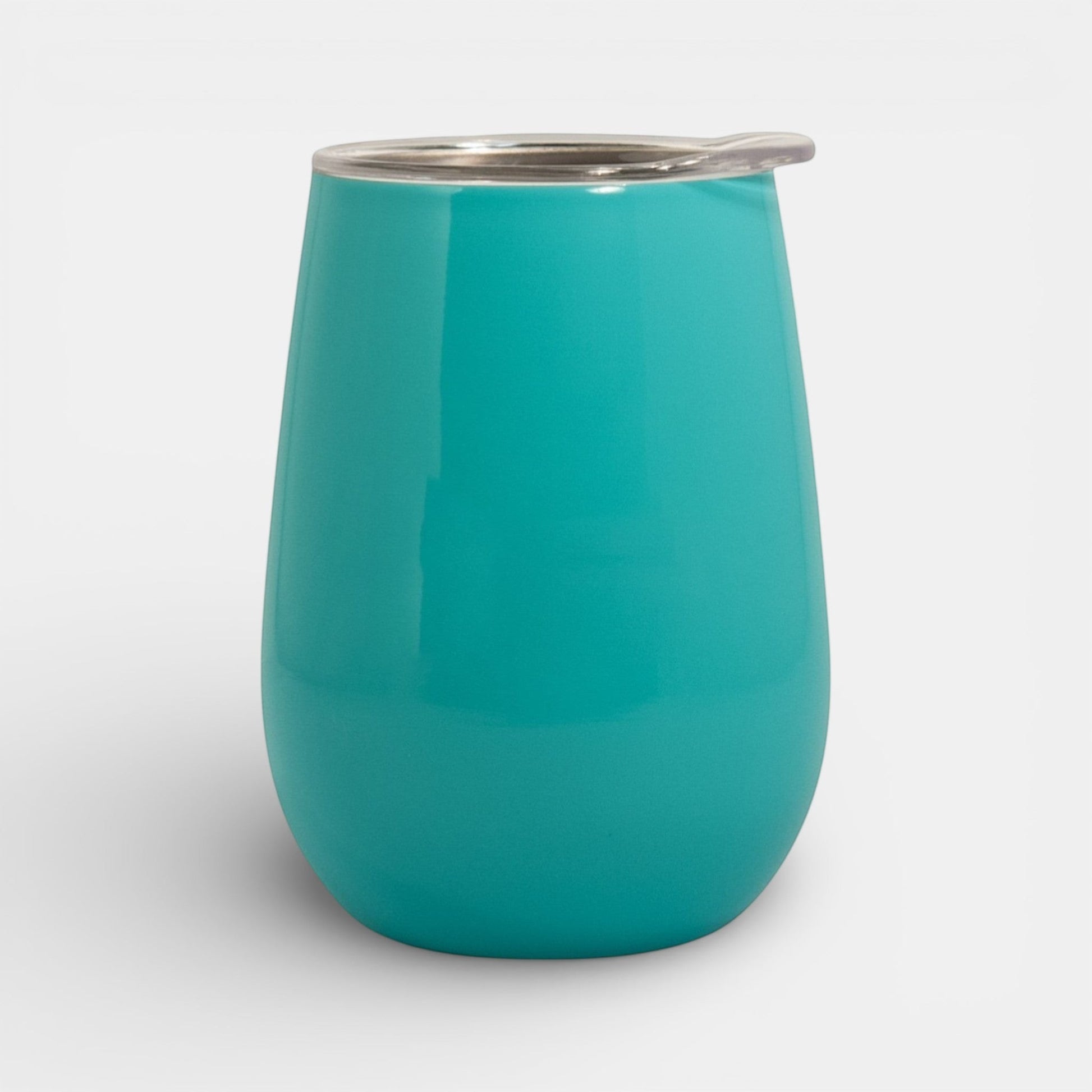 Impression M Vittis 2010 teal insulated tumbler with a clear splash-proof lid for hot or cold drinks.