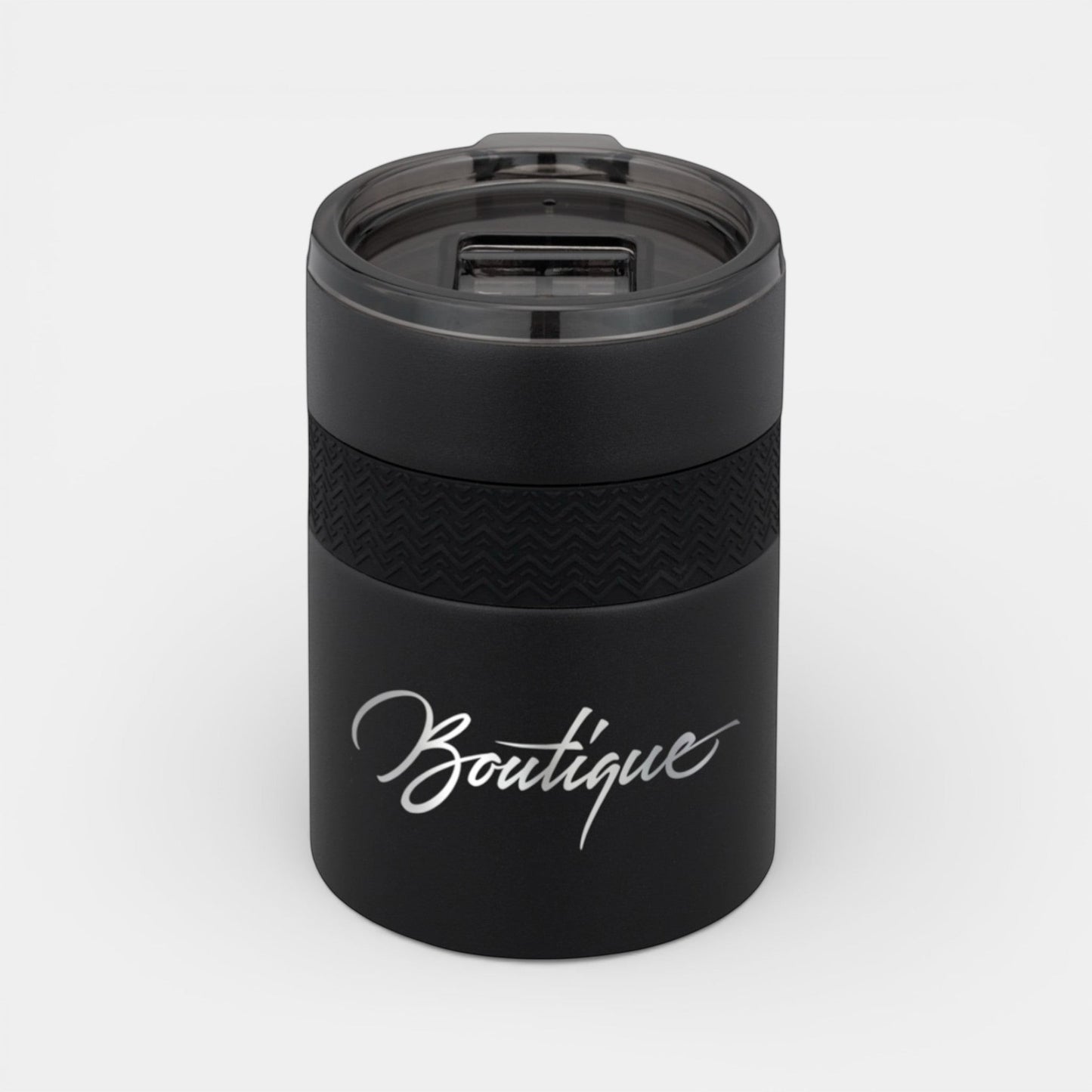 Impression M Urban Peak Bondi black insulated stainless steel tumbler with silicone grip and sliding lid