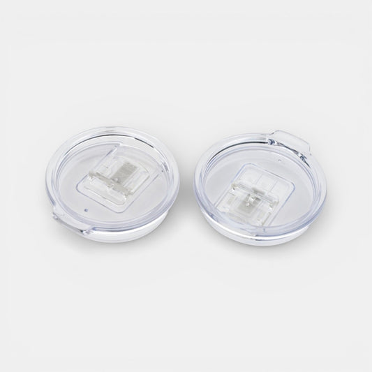 Impression M Urban Peak Bondi clear plastic press-on lids with sliding spill-resistant closures for insulated tumblers