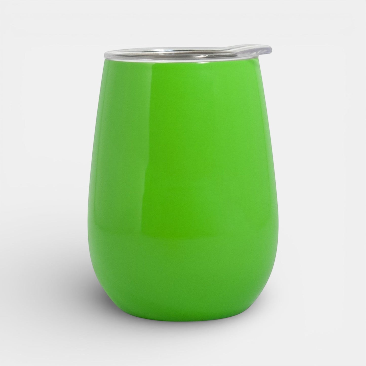 Impression M Vittis 2010 lime green insulated tumbler with a clear splash-proof lid for hot or cold drinks.