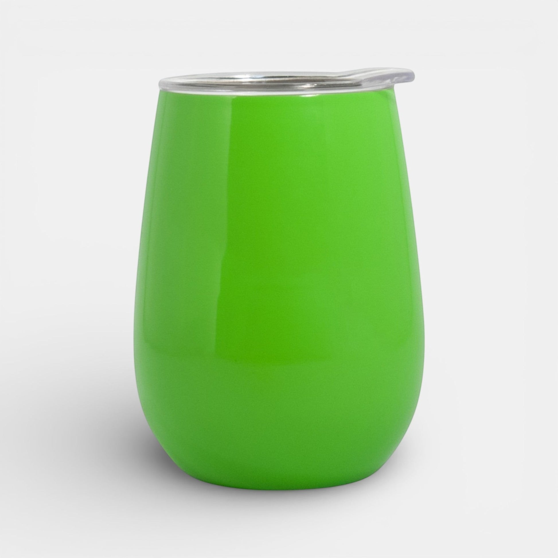 Impression M Vittis 2010 lime green insulated tumbler with a clear splash-proof lid for hot or cold drinks.