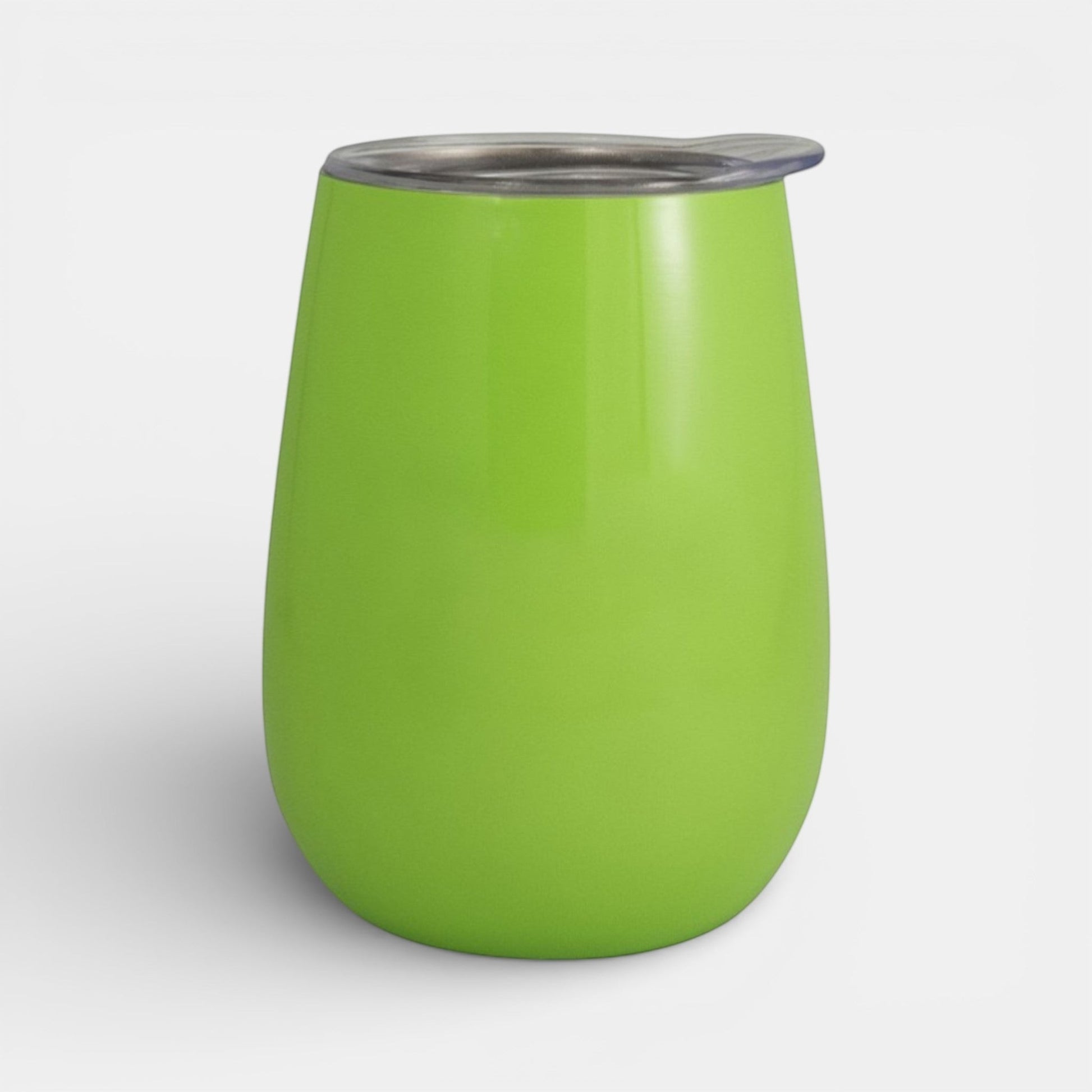 Impression M Vittis 2010 lime green insulated tumbler with a clear splash-proof lid for hot or cold drinks.