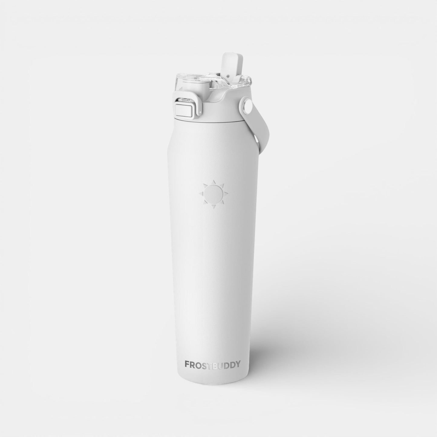 Impression M white Frost Buddy stainless steel insulated water bottle with leak-proof lid and carry handle