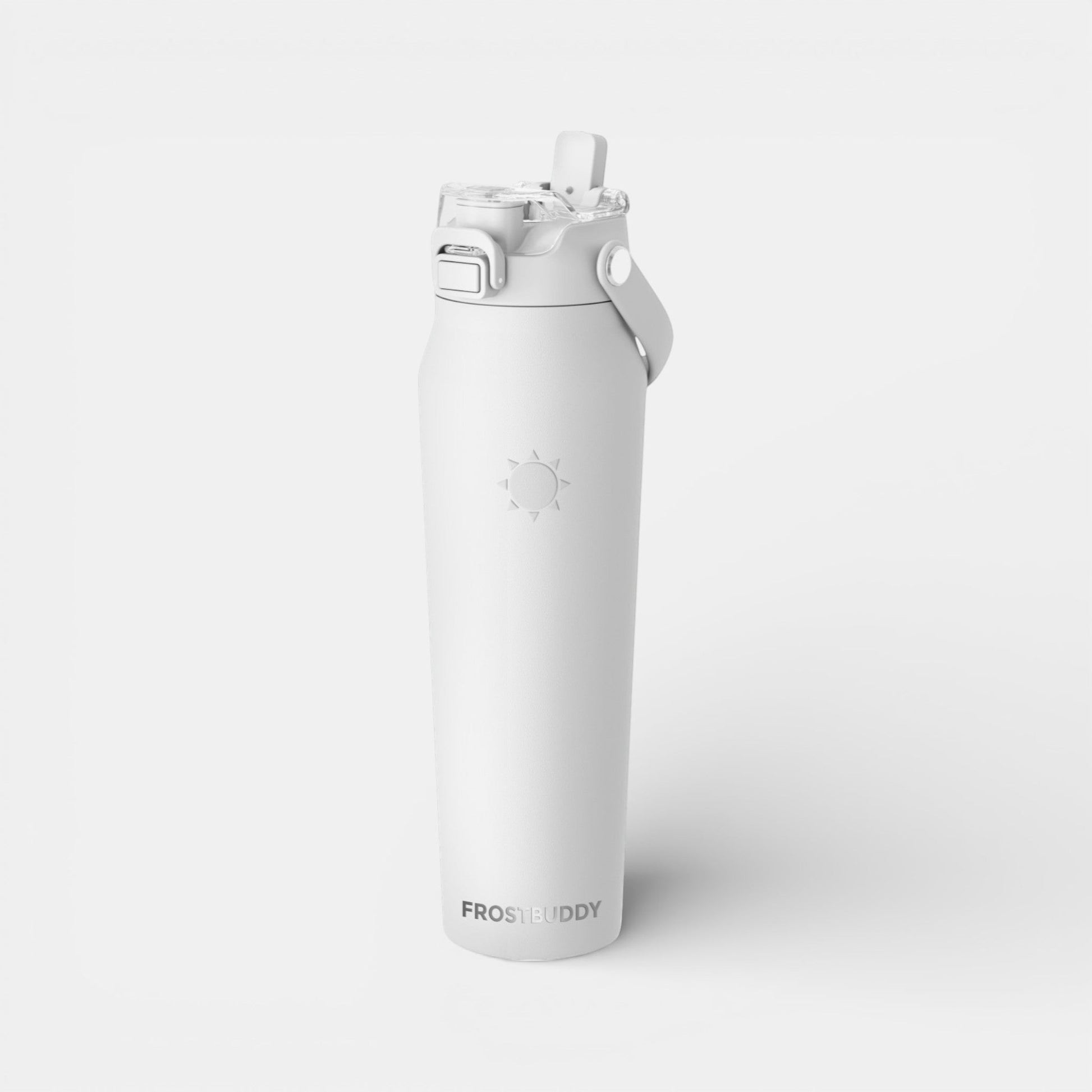 Impression M white Frost Buddy stainless steel insulated water bottle with leak-proof lid and carry handle