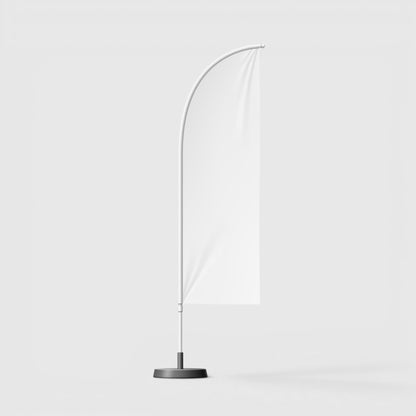 Impression M white Windsail promotional flag with flexible structure and base for indoor or outdoor events