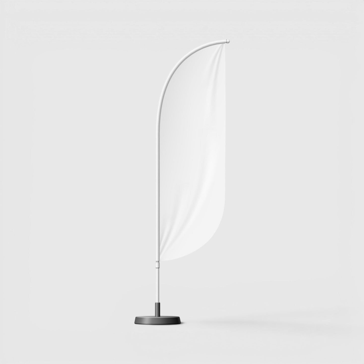 Impression M white Windsail promotional flag with flexible structure and base for indoor or outdoor display